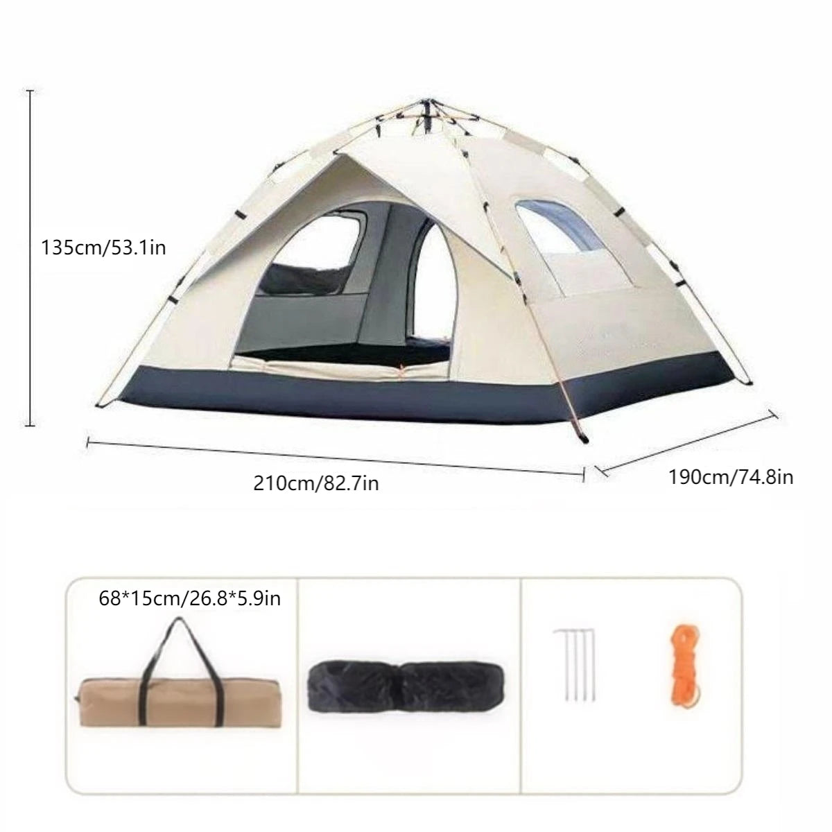 Pakicetus Auto Opening Sunshade Camping Tent With Two Doors