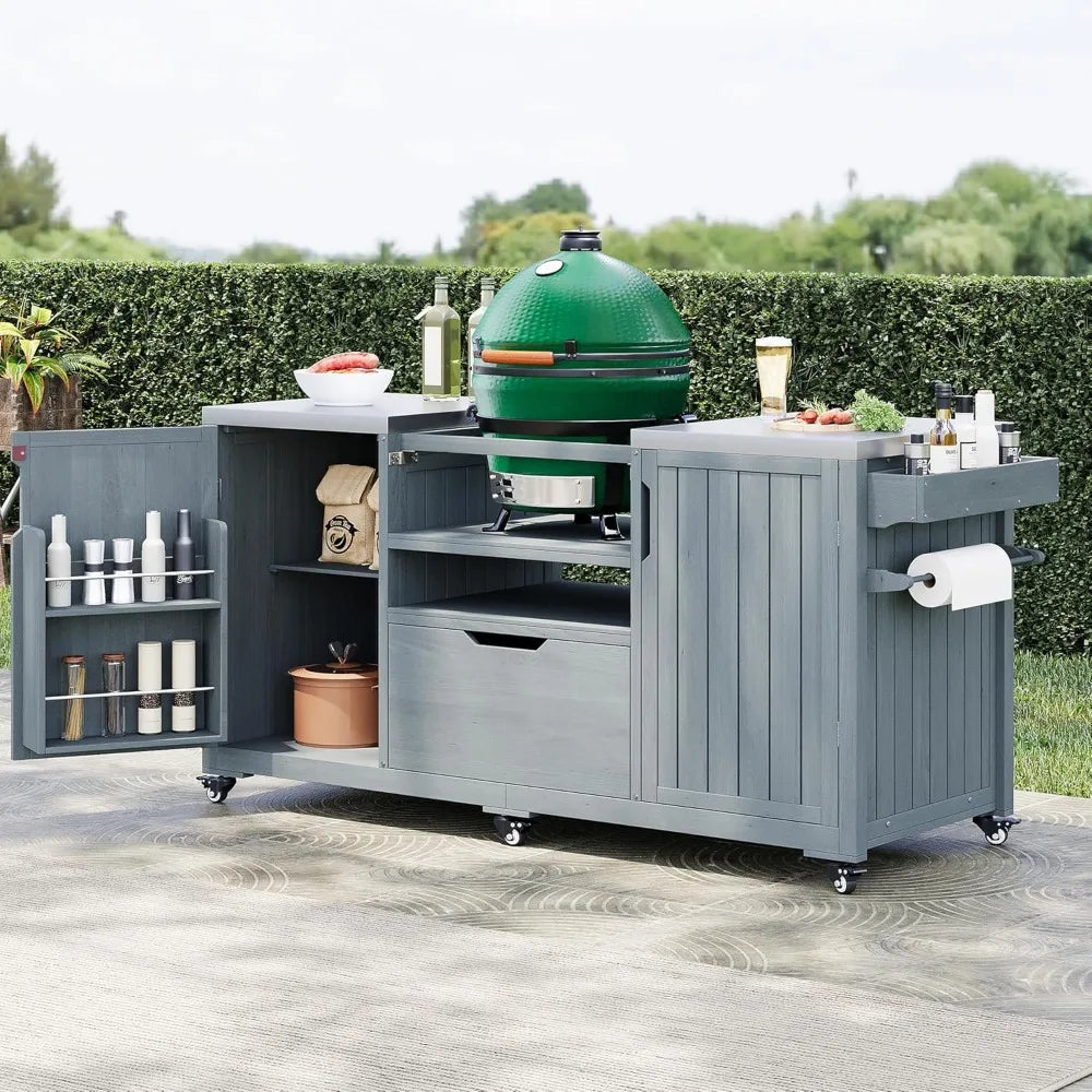Outdoor Kitchen Island for Big Green Egg Grills Stainless Top