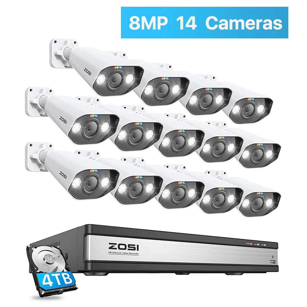 ZOSI 16CH 4K PoE Security Camera System with AI Detection