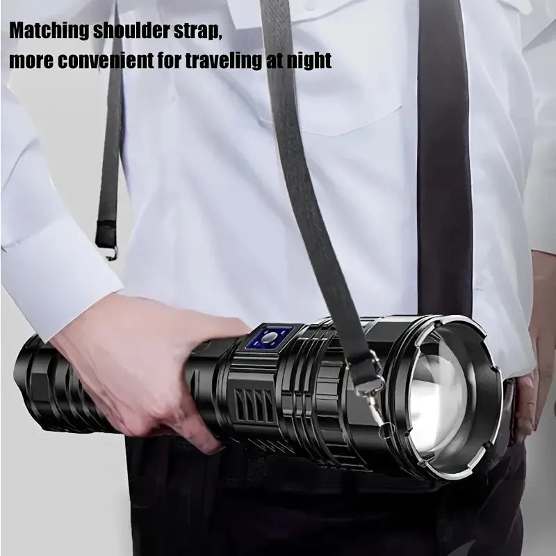 KEWEN LED Handheld Flashlight Outdoor Rechargeable USB Type C 1800mAh