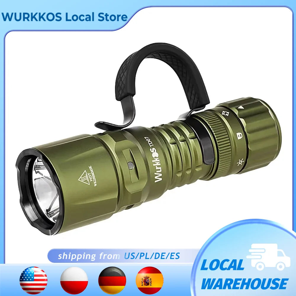 Wurkkos TD07 1300LM Tactical Flashlight Long Throw IP68