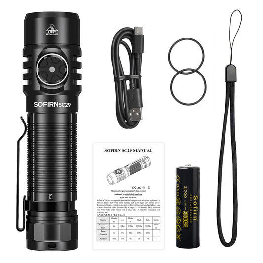 Sofirn SC29 3000 Lumens Rechargeable EDC Flashlight XHP50B LED