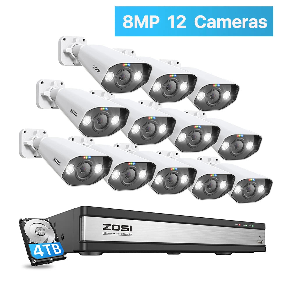 ZOSI 16CH 4K PoE Security Camera System with AI Detection