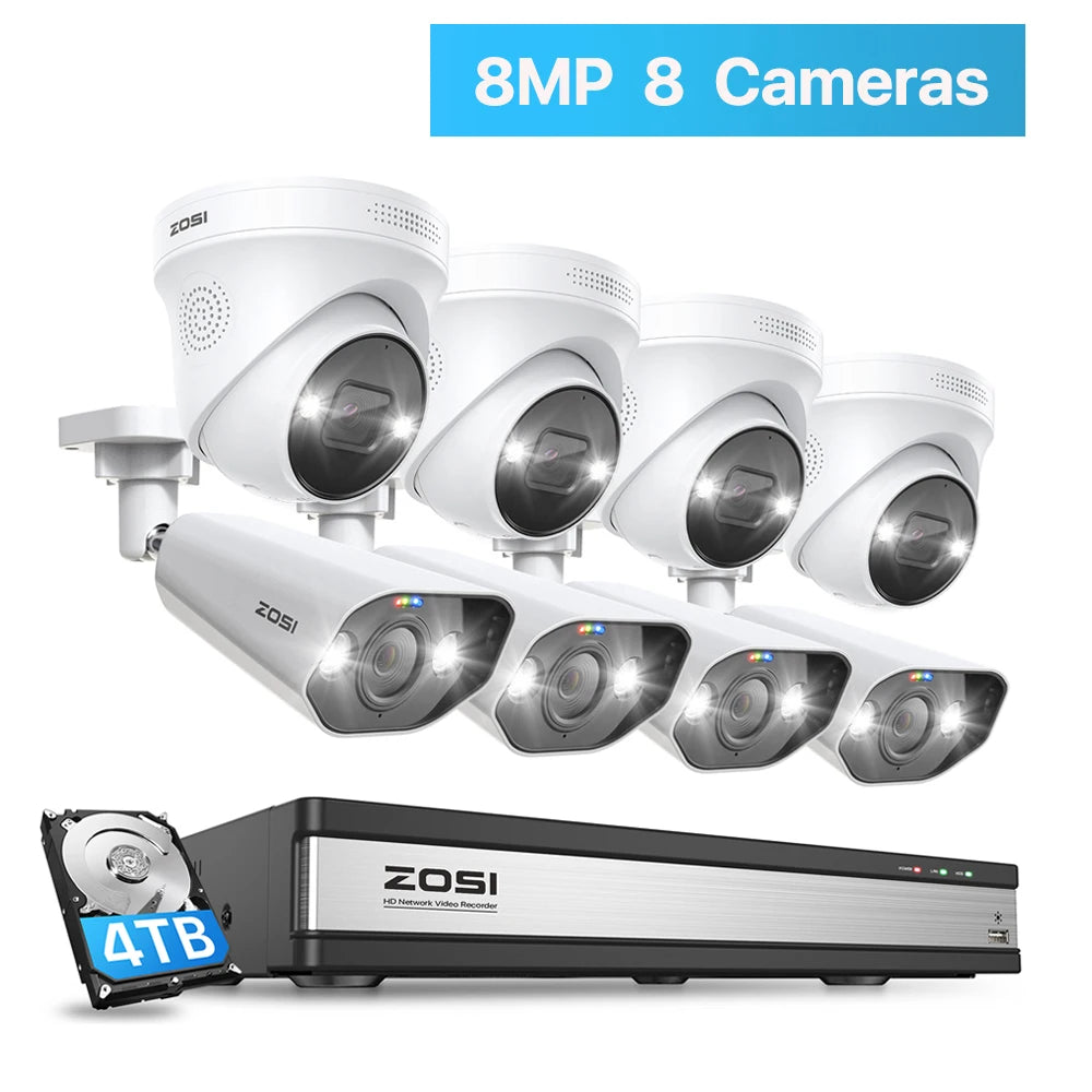 ZOSI 16CH 4K PoE Security Camera System with AI Detection
