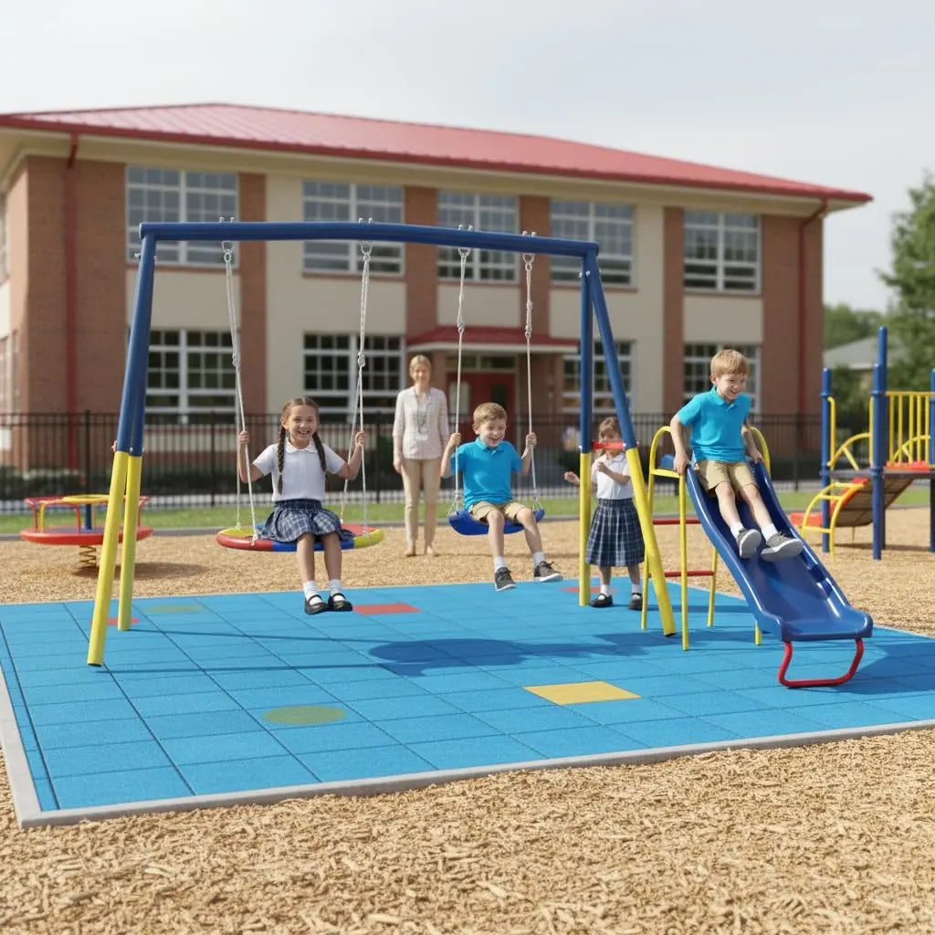 Heavy-Duty 3-In-1 Outdoor Swing Set With Slide And Belt Swing
