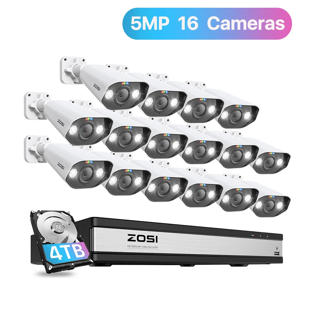 ZOSI 16CH 4K PoE Security Camera System with AI Detection