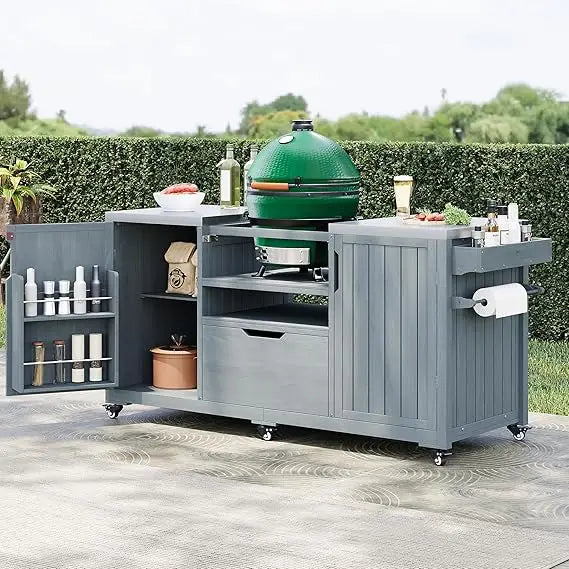 Outdoor Kitchen Island for Big Green Egg Grills Stainless Top
