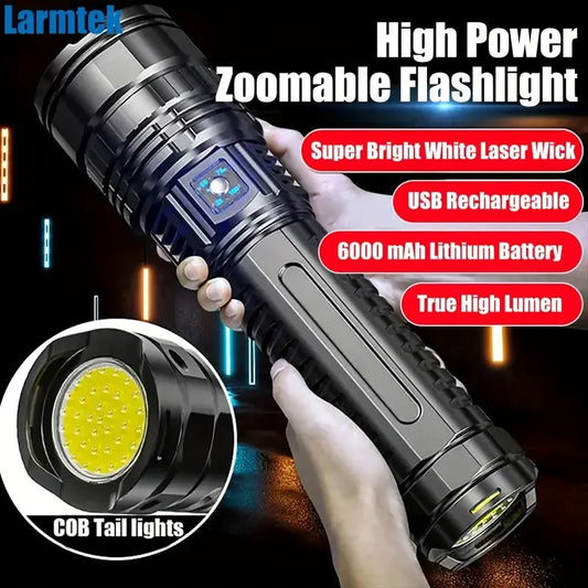 KEWEN LED Handheld Flashlight Outdoor Rechargeable USB Type C 1800mAh