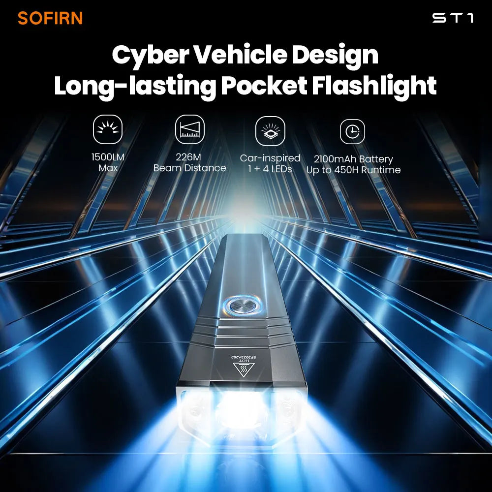 Sofirn ST1 1500 Lumen USB C Rechargeable Pocket Flashlight IPX7