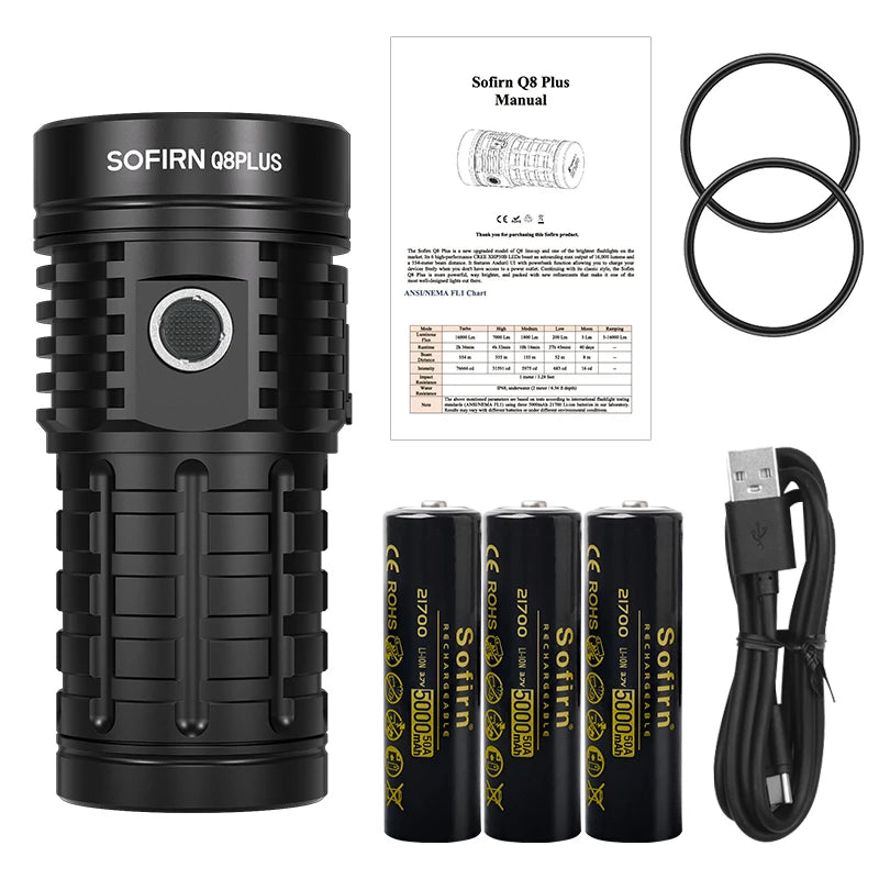 Sofirn Q8 Plus 16000lm USB C Rechargeable LED Flashlight Anduril2