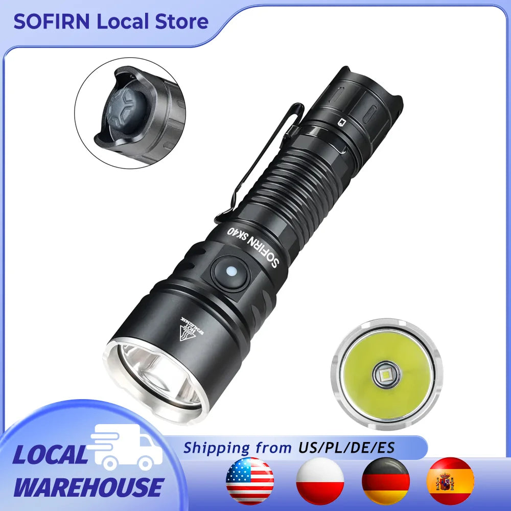 Sofirn SK40 SFT70 3200lm LED Tactical Flashlight 21700 Rechargeable