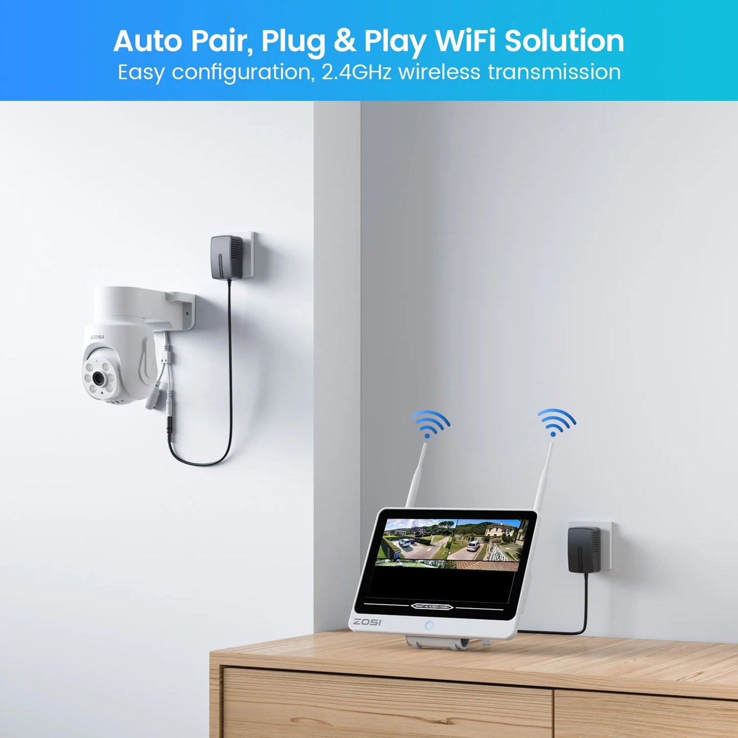 ZOSI 8CH 5MP WiFi 6 Security Camera System With LCD
