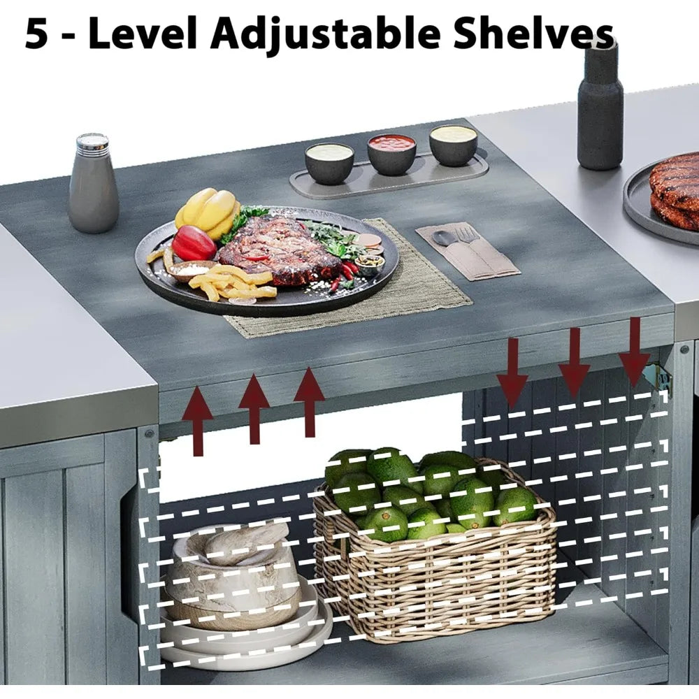 Outdoor Kitchen Island for Big Green Egg Grills Stainless Top
