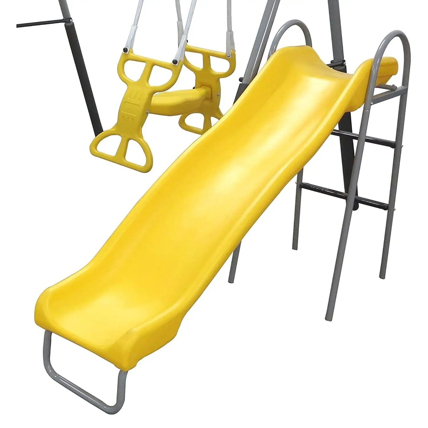 Metal A Frame Kids Swing Set Backyard Playset With Slide See Saw Glider