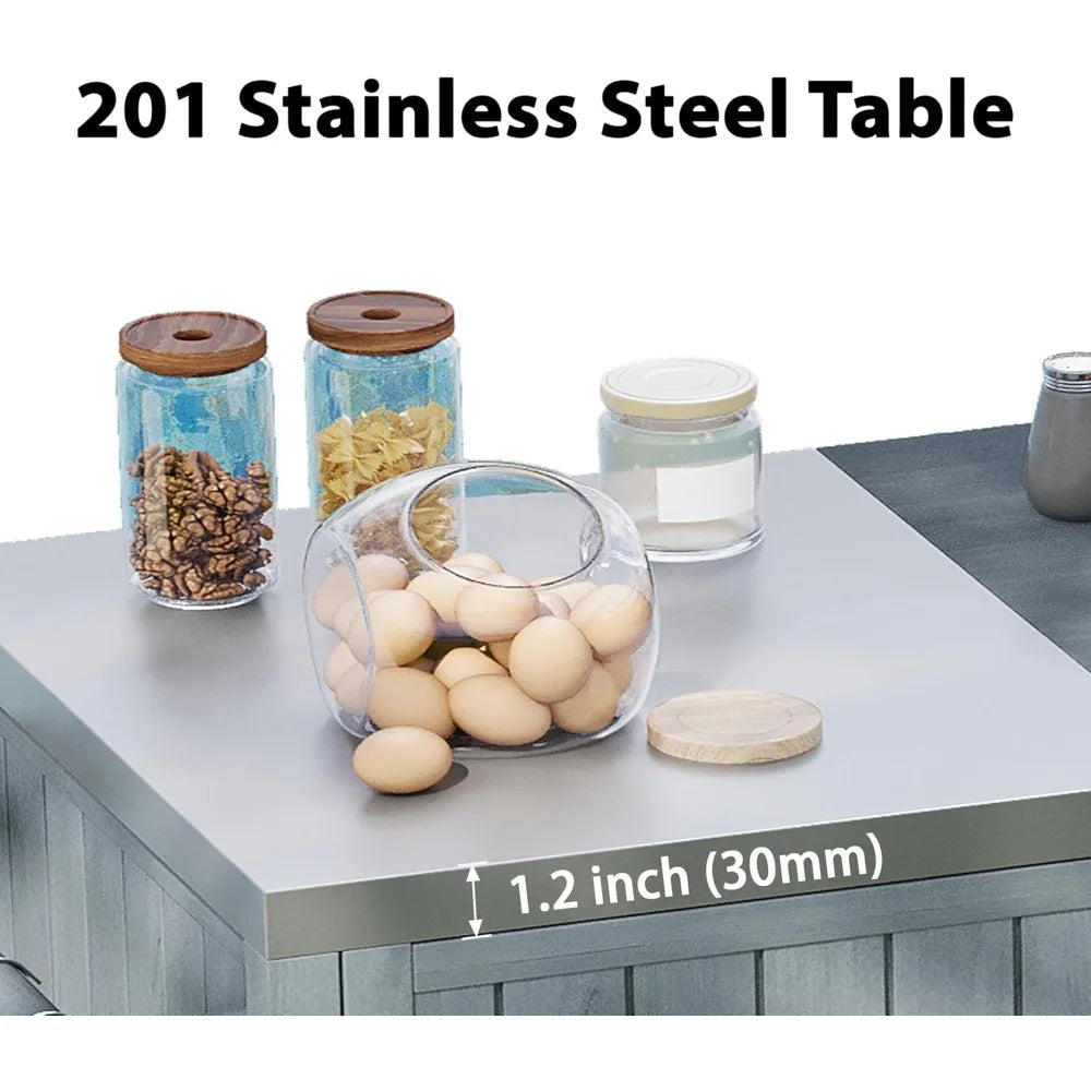 Outdoor Kitchen Island for Big Green Egg Grills Stainless Top