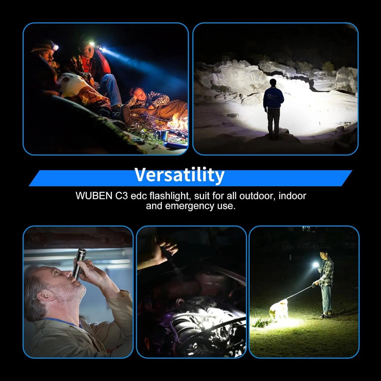 WUBEN C3 1200 Lumen Rechargeable LED Flashlight IP68 Waterproof