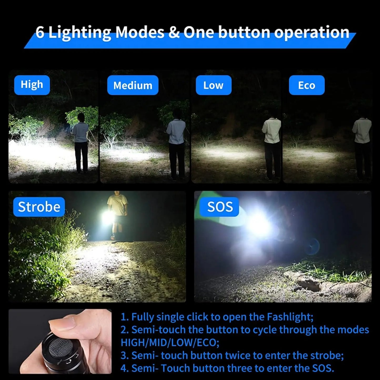 WUBEN C3 1200 Lumen Rechargeable LED Flashlight IP68 Waterproof