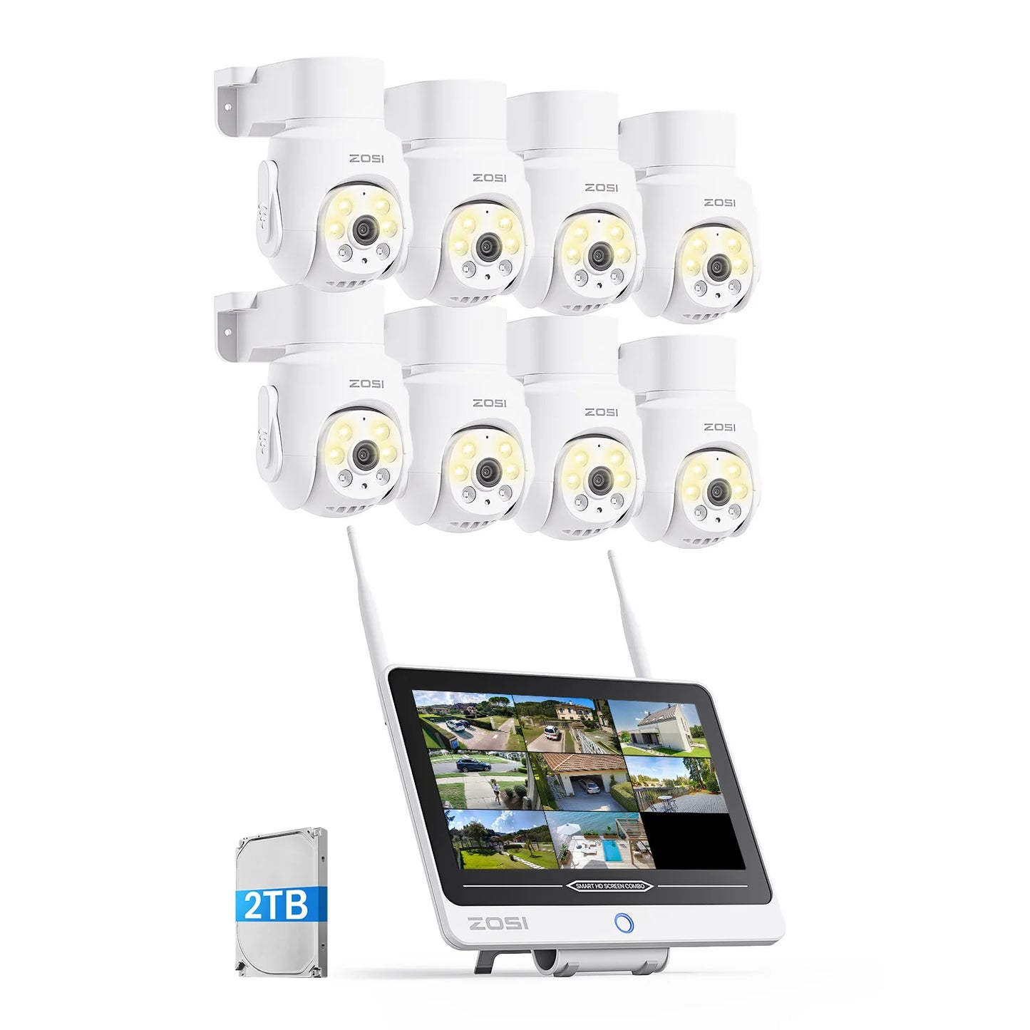 ZOSI 8CH 5MP WiFi 6 Security Camera System With LCD
