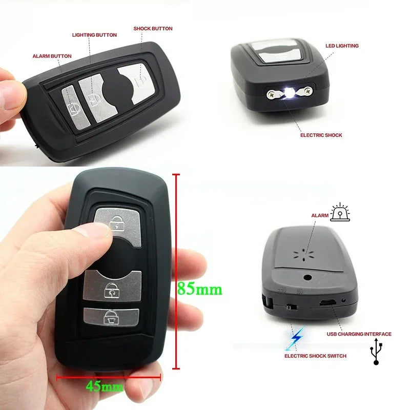 Car Key Stun Gun Self Defense Pendant With Led Light